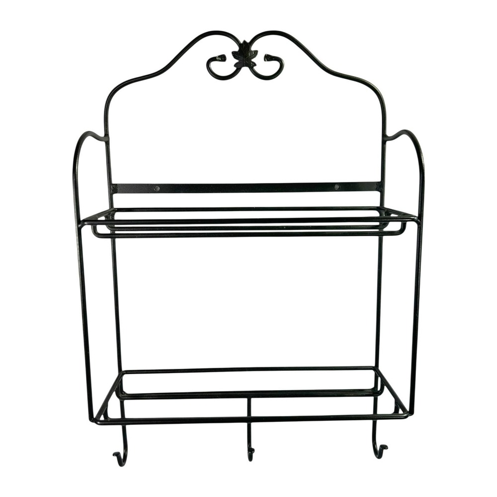 Longaberger Foundry ENVELOPE RACK Black 2 Tiered Wall Organizer with 3 Hooks